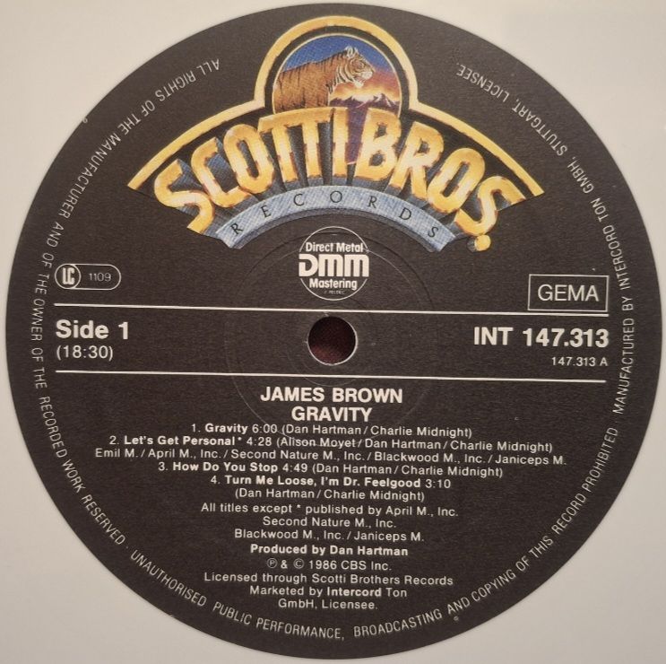 James Brown - Gravity - 1986.   (LP). 12. White Vinyl. Пластинка. Germany. - фото фото фото 4