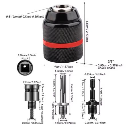 Металл. Патрон 0.8~10mm для дрели, перфоратора. Быстрозажимной кулачковый - фото фото фото 0