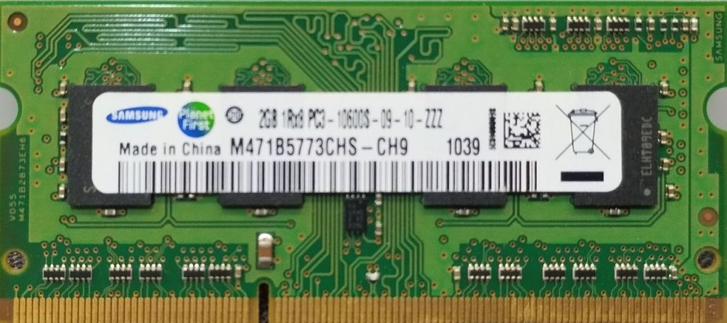 Модуль пам'яті SODIMM Samsung 2GB 1Rx8 PC3-10600S-9-10-ZZZ DDR3 1333Mhz Б/У - фото фото фото 0