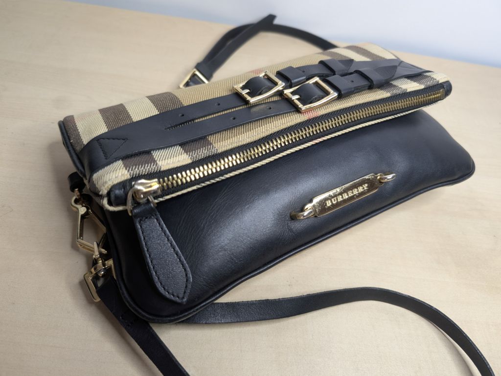 Сумка-трансформір жіноча Burberry. Натуральна шкіра + канвас. - фото фото фото 3