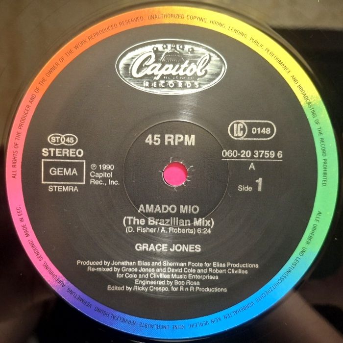 Grace Jones - Amado Mio - 1990.  (EP). 12. Vinyl. Пластинка. EEC. - фото фото фото 2