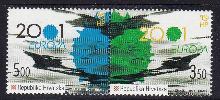 Транспорт. Авиация. Хорватия  2001 г MNH - сцепка - фото фото фото 0