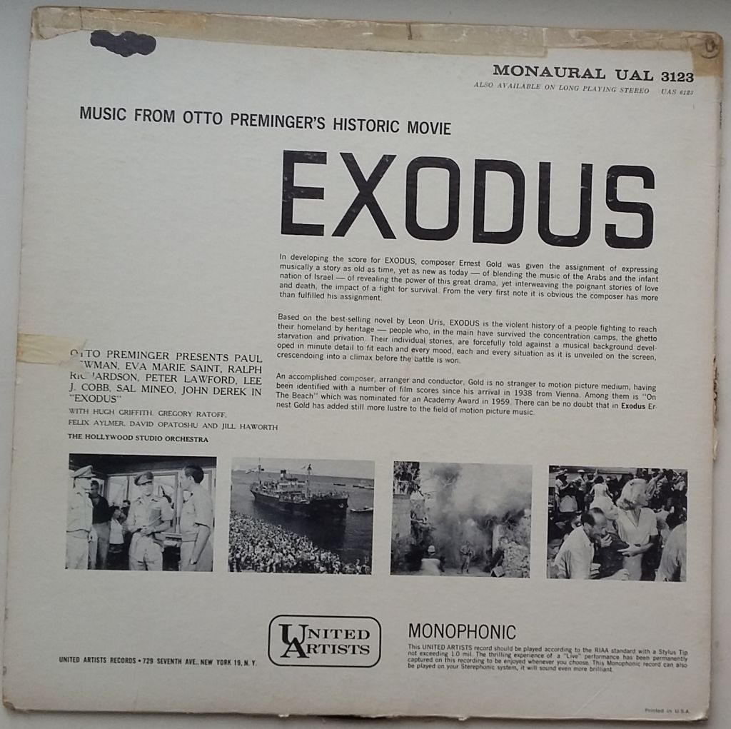 THE HOLLYWOOD STUDIO ORCHESTRA Music From Otto Preminger's Motion Picture Exodus LP G+/G - фото фото фото 1