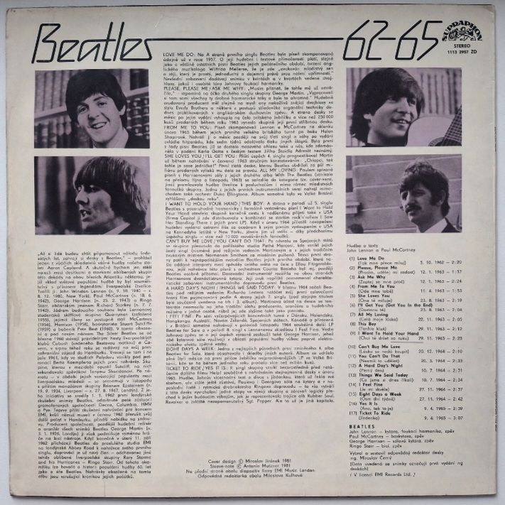 The Beatles - Compilation - 1962-65.  (LP). 12. Vinyl. Пластинка. Czechoslovakia. - фото фото фото 1