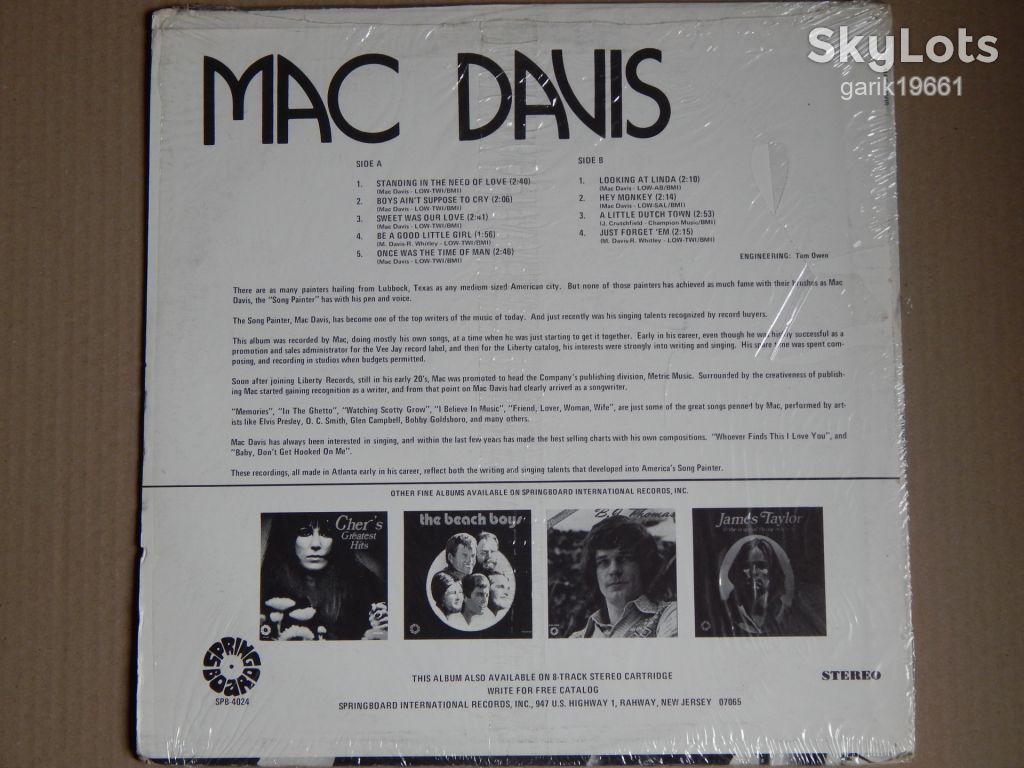 Mac Davis ‎– Mac Davis  (Springboard ‎– SPB-4024, US) EX+/EX+ - фото фото фото 1