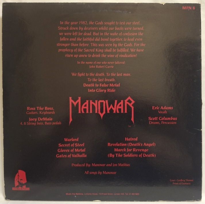 Manowar - Into Glory Ride - 1983.   (LP). 12. Vinyl. Пластинка. UK. - фото фото фото 1