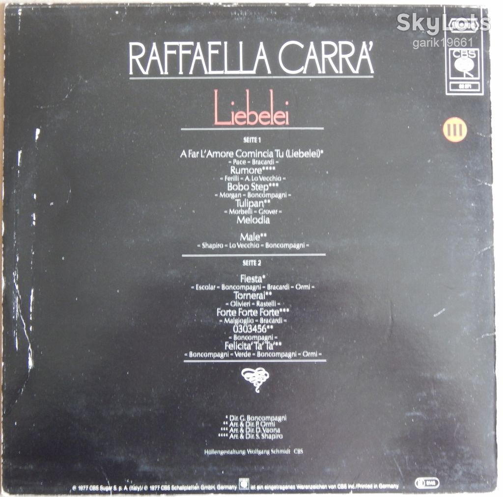 Raffaella Carra – Liebelei  (CBS – CBS 82271, Germany) EX+/EX+ - фото фото фото 1