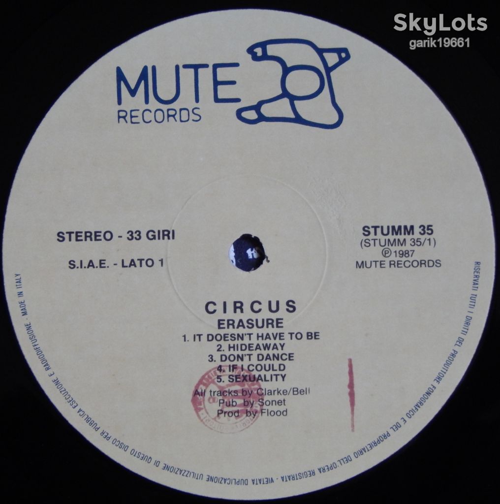 Erasure – The Circus  (Mute – STUMM 35, Italy) inner sleeve EX+/EX+ - фото фото фото 3