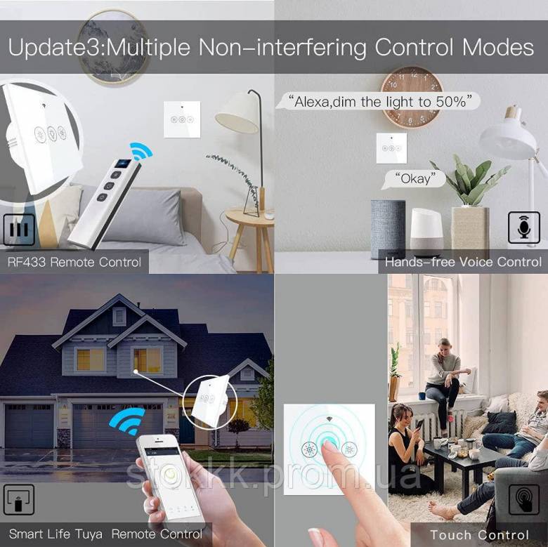 MOES Smart Alexa WiFi RF433 диммерный выключатель Smart Life - фото фото фото 3