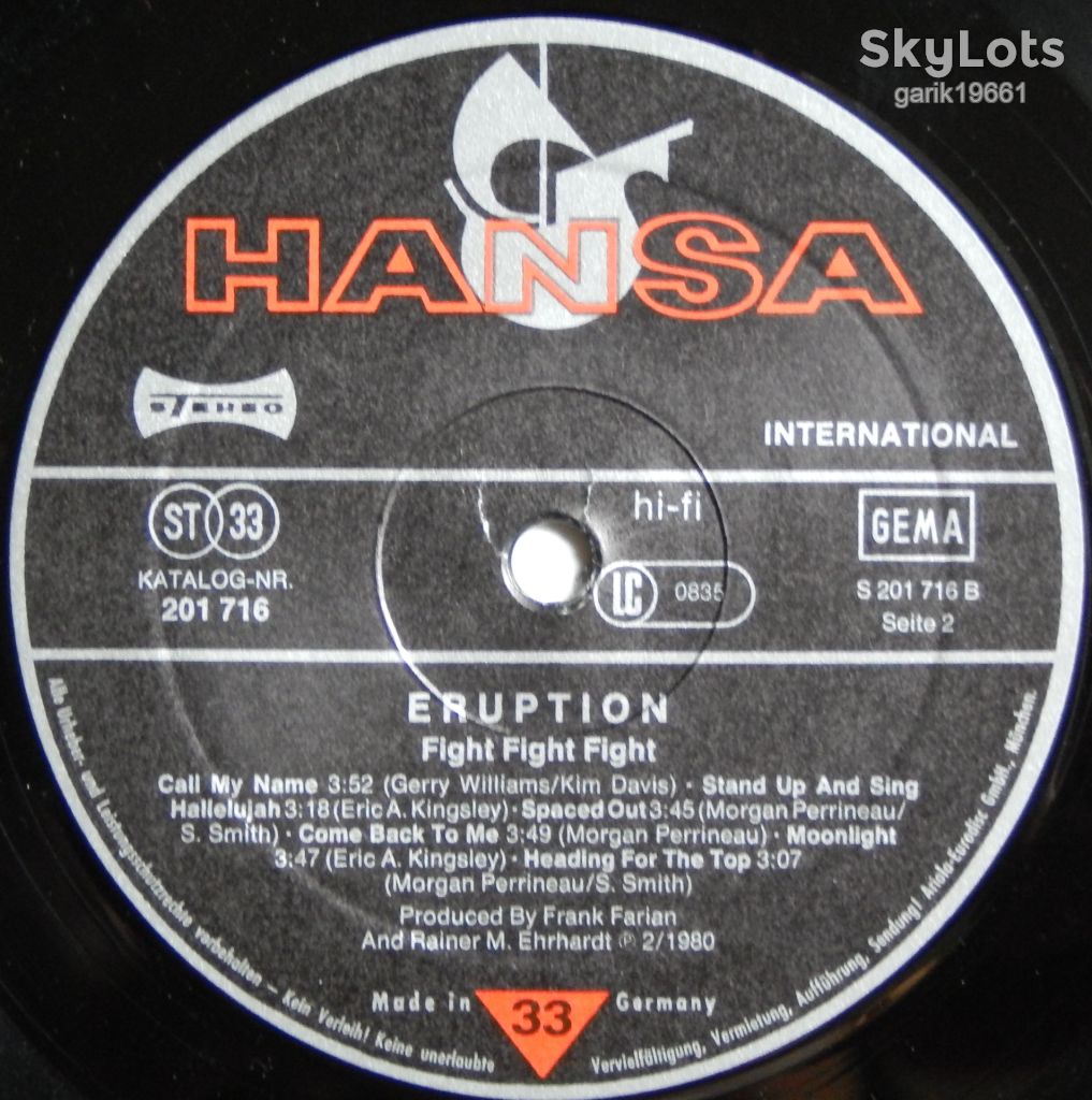 Eruption – Fight Fight Fight  (Hansa International – 201 716, Germany) EX+/NM- - фото фото фото 3