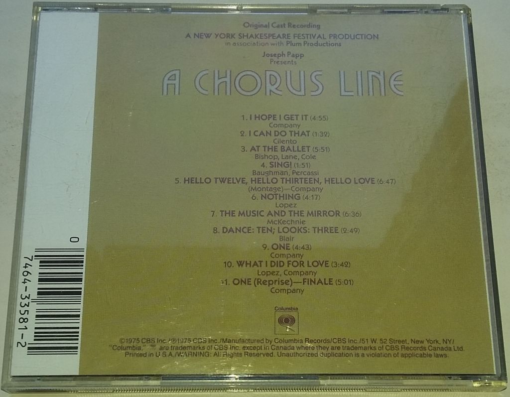 ORIGINAL CAST RECORDING A Chorus Line  CD US - фото фото фото 1