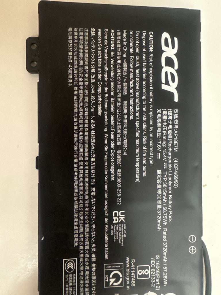 Оригінальна батарея для ноутбука Acer AP18E7M - фото фото фото 1