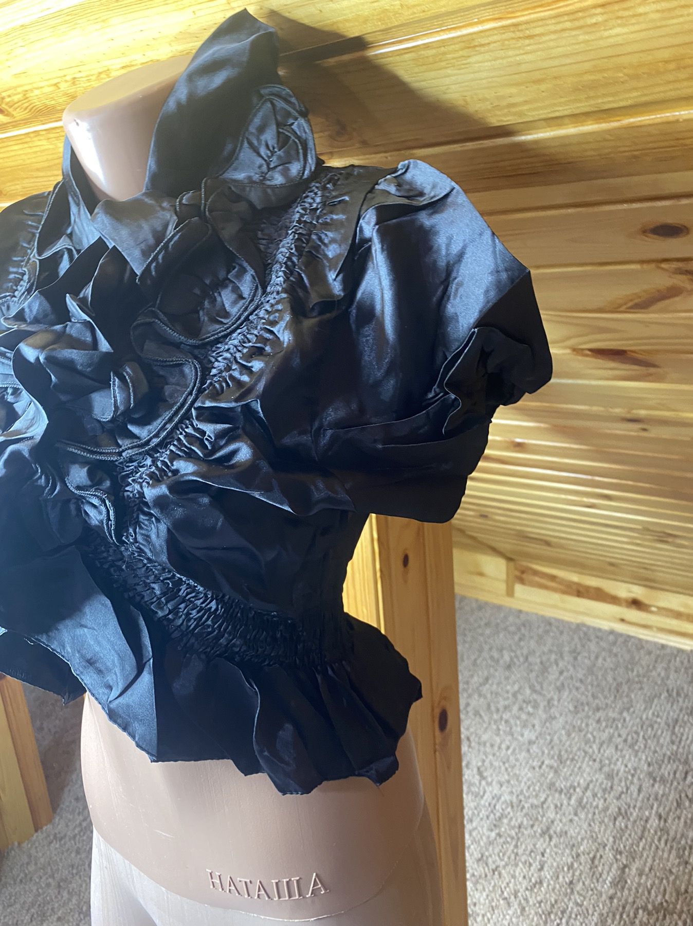 В266 Болеро черное жабо Размер XS-S - фото фото фото 1