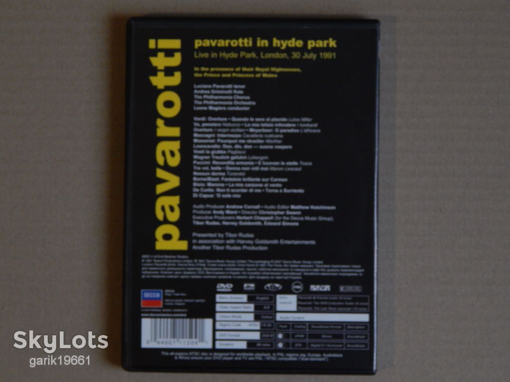 Pavarotti ‎– Pavarotti In Hyde Park (DVD, Unofficial Release) - фото фото фото 3