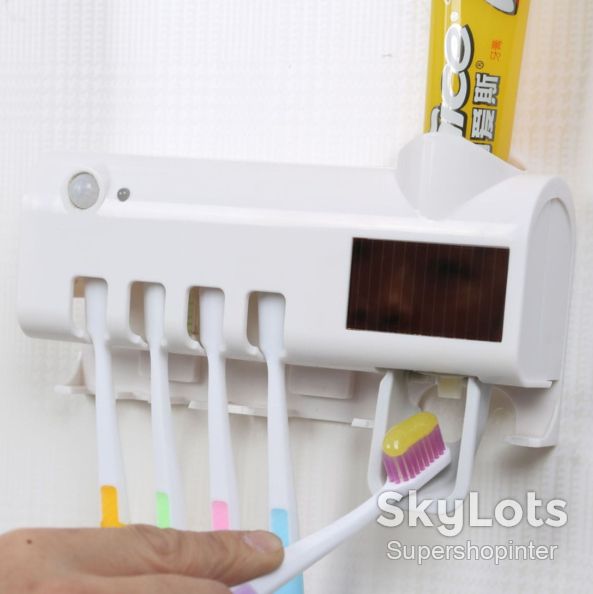 Держатель зубных щеток Brush Sterilizer, Белый / Диспенсер для зубной пасты / Уф стерилизатор - фото фото фото 6