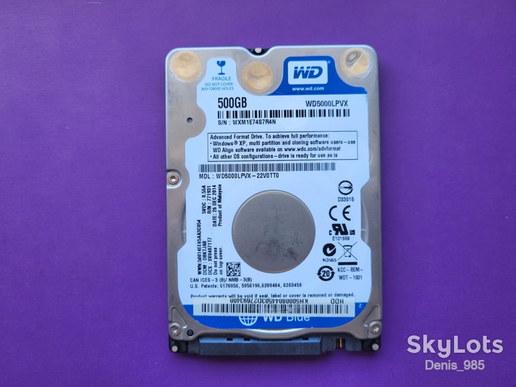 Диск WDC WD5000LPVX-22V0TT0, 500 Gb, SATAIII, 7R4N - фото фото фото 0
