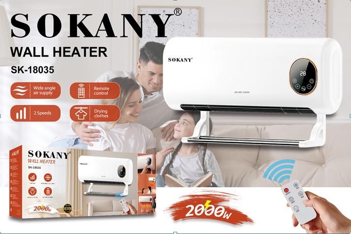 Обігрівач настінний кондиціонер SOKANY SK-18035 2000 Вт з пультом та сушаркою - фото фото фото 2