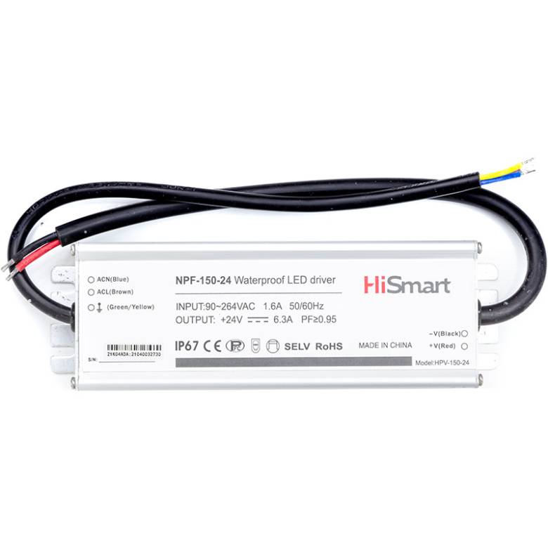 Блок питания HiSmart 24V, 6.3A, 150W, PFC, IP67 - фото фото фото 0