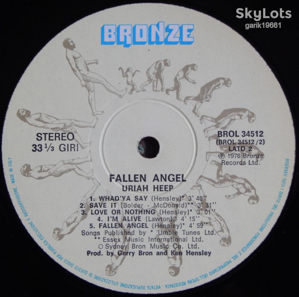 Uriah Heep – Fallen Angel  (Bronze – BROL 34512, Italy) EX/NM- - фото фото фото 4