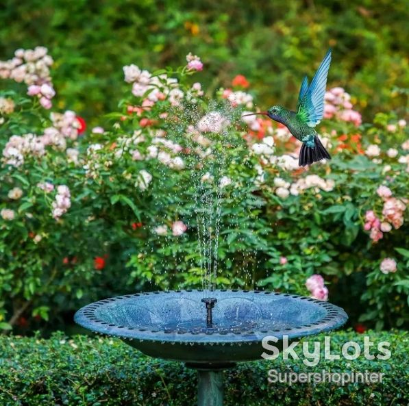 Плавающий садовый фонтан с солнечной панелью и различными насадками Solar Fountain Черный - фото фото фото 7