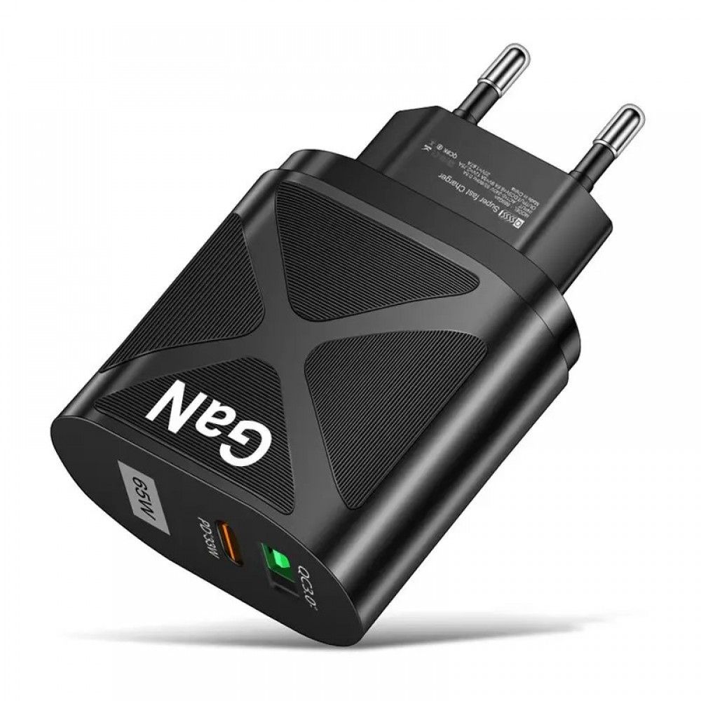 65w GaN PD QC USLION BK389 Мережевий зарядний пристрій з швидкою зарядкою USB-C/USB-A - фото фото фото 2