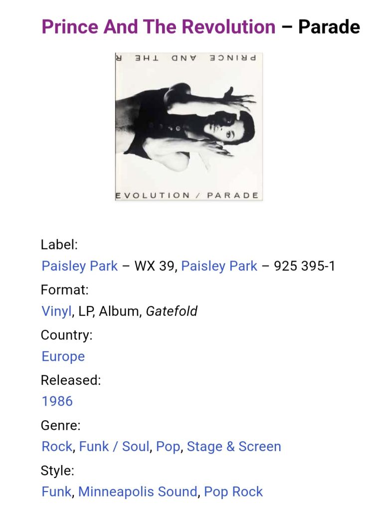 Prince And The Revolution - Parade - 1986.   (LP). 12. Vinyl. Пластинка. Europe. - фото фото фото 7