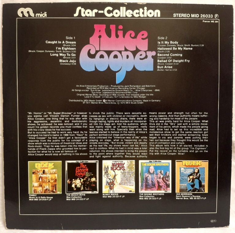 Alice Cooper - Star Collection - 1969-75.  (LP). 12. Vinyl. Пластинка. Germany. - фото фото фото 1