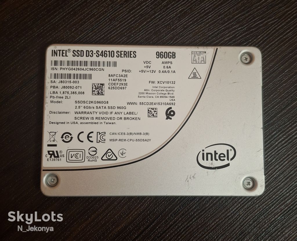SSD накопичувач Intel D3 S4610 960Gb        (SSDSC2KG960G8) - фото фото фото 0