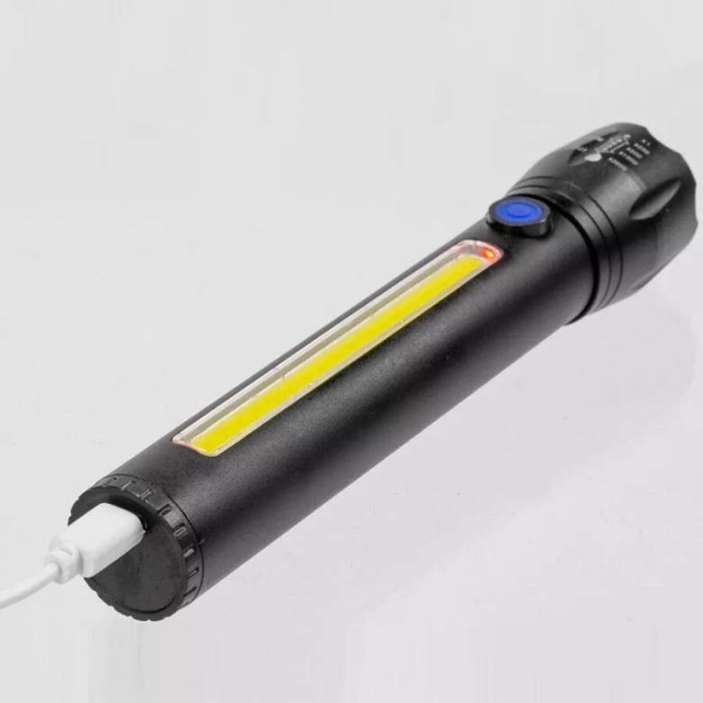 Ручной аккумуляторный фонарь Flashlight C62, cob+led - фото фото фото 4
