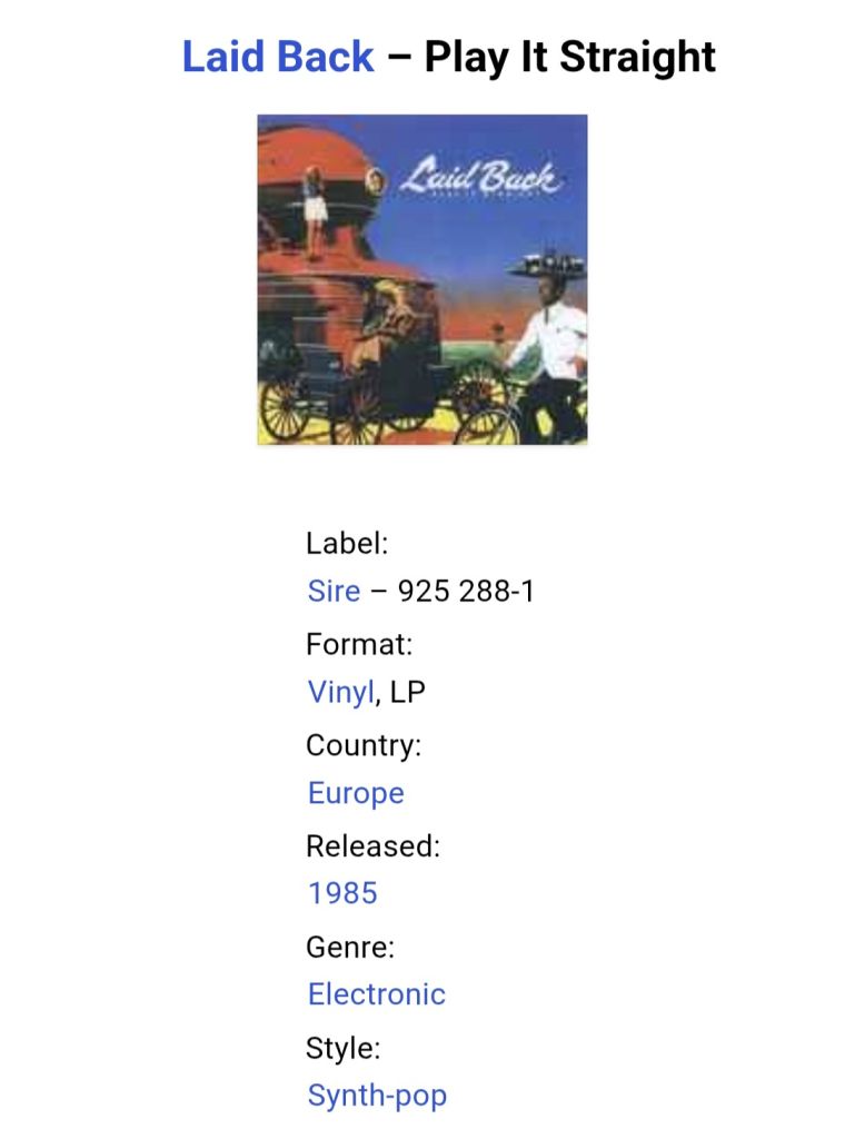 Laid Back - Play It Straight - 1985.  (LP). 12. Vinyl. Пластинка. Germany. - фото фото фото 4