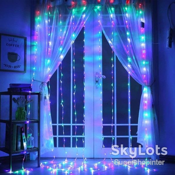 Гирлянда Водопад штора прозрачный провод 2х2м 320LED Мультиколор (сине-зелено-красный) - фото фото фото 0