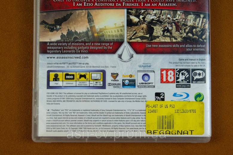 Диск для Playstation 3, гра ASSASSINS CREED II - фото фото фото 2