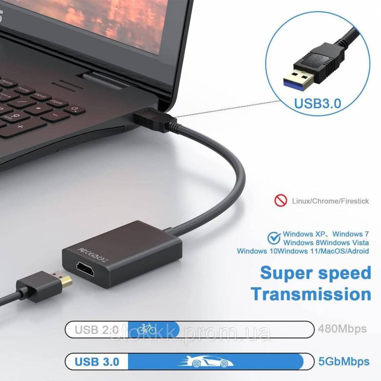 Адаптер аудио-видеоадаптер USB 3.0/2.0  HDMI для Windows Уценка - фото фото фото 0