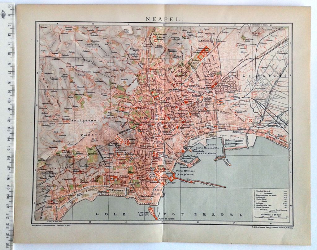 Мапа Карта Неаполь Neapel, 1892-95 Оригінал Німеччина Fv8.8 - фото фото фото 1