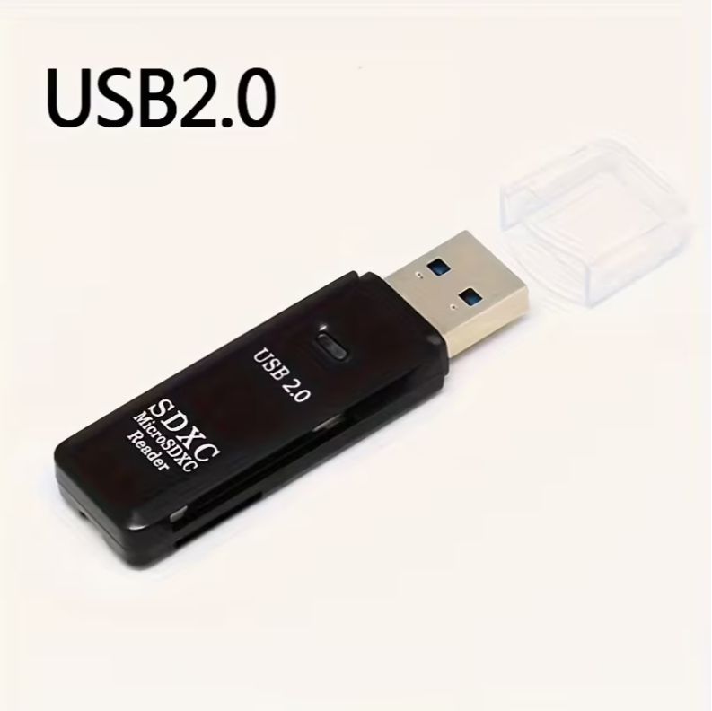 Кардридер SDXC USB 2.0 to TF+SD Dual Card Reader Чорний - фото фото фото 0