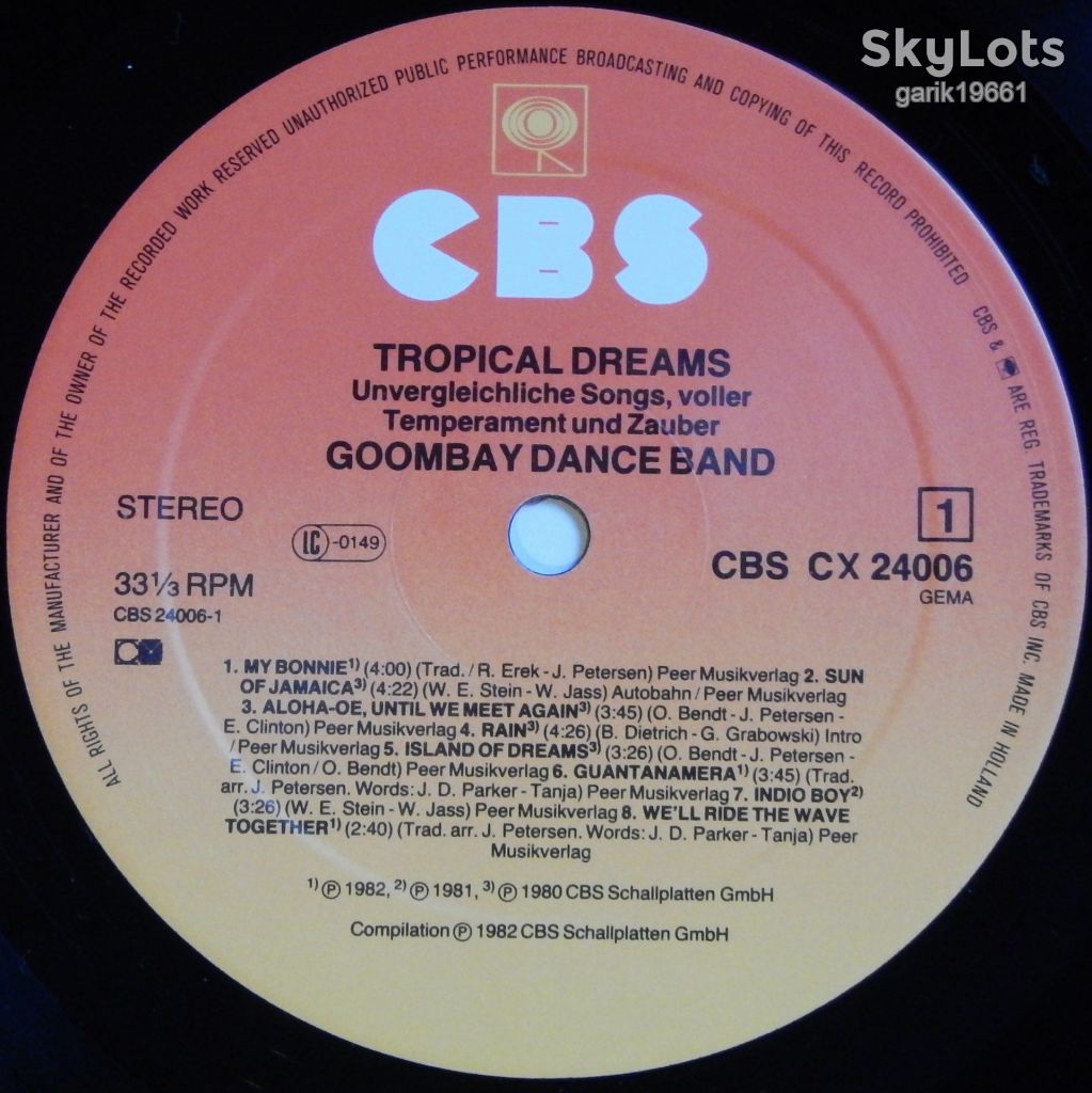 Goombay Dance Band – Tropical Dreams   (CBS – 24006, Germany) NM-/EX+ - фото фото фото 2