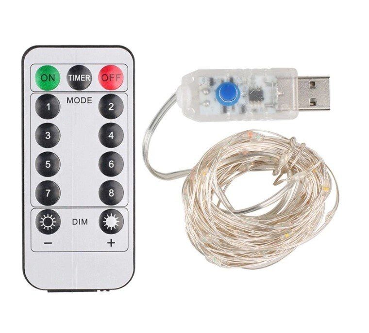 Led usb гірлянда 10м 100ламп різнокольорова з ду пультом - фото фото фото 1