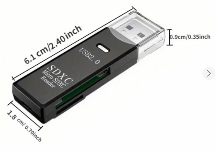 Кардридер SDXC USB 2.0 to TF+SD Dual Card Reader Чорний - фото фото фото 2