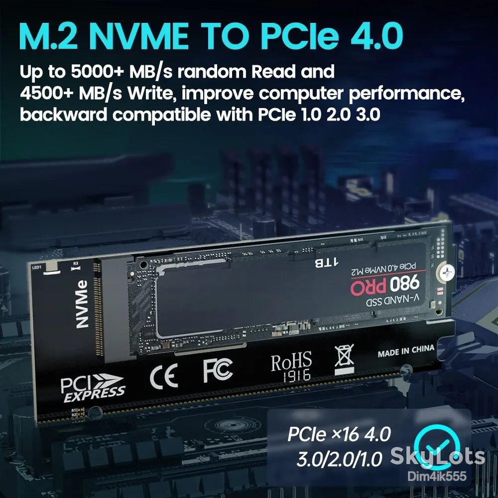 Адаптер JEYI M.2 NVMe M-key SSD to PCI-E 3.0 X16 - фото фото фото 1