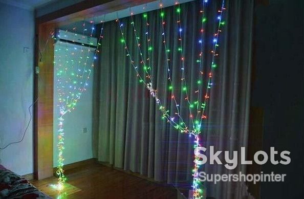 Гирлянда Водопад штора прозрачный провод 2х2м 320LED Мультиколор (сине-зелено-красный) - фото фото фото 2