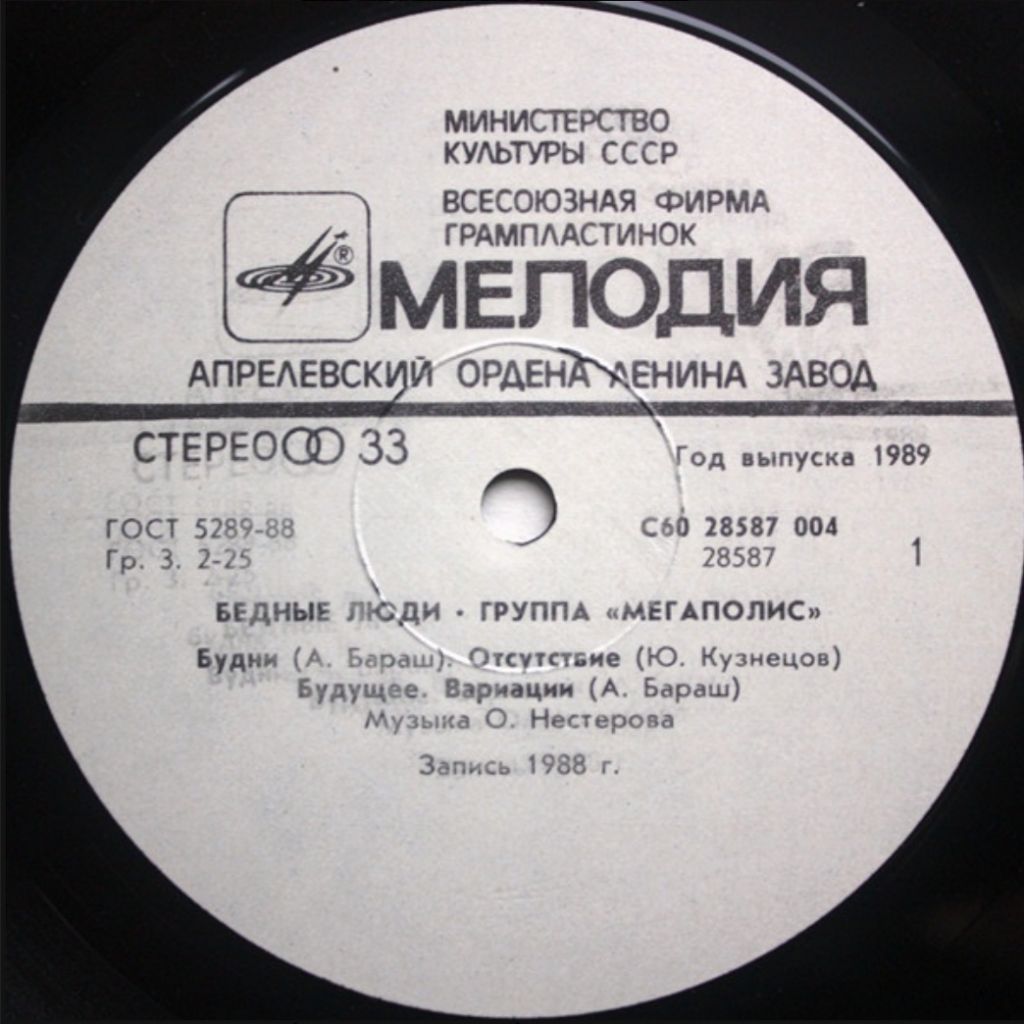 Мегаполис - Бедные Люди - 1988.  (LP). 12. Vinyl. Пластинка. - фото фото фото 2