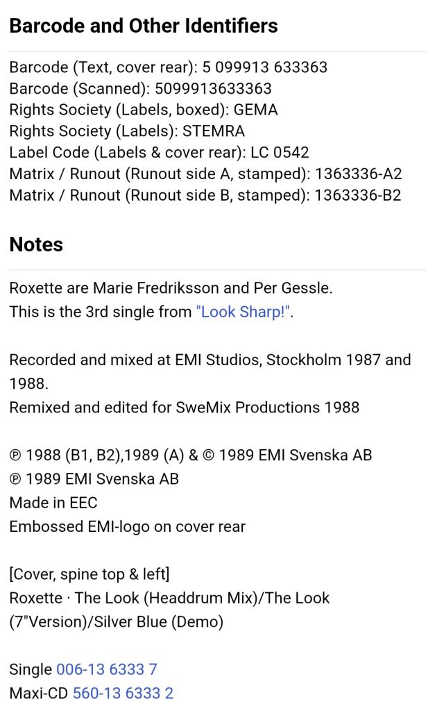 Roxette - The Look - 1989.   (EP) 12. Vinyl. Пластинка. EEC. - фото фото фото 6