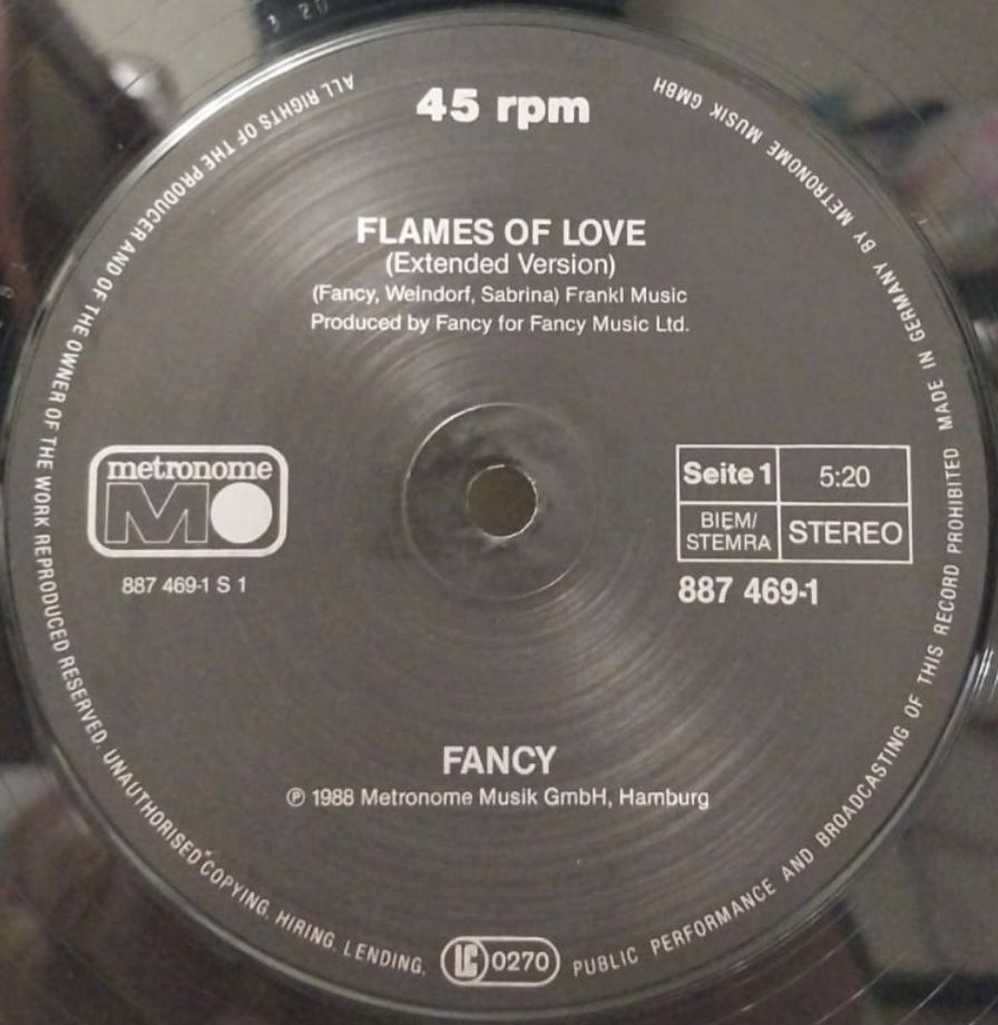 Fancy - Flames Of Love - 1988.  (EP). 12. Vinyl. Пластинка. Germany. - фото фото фото 2