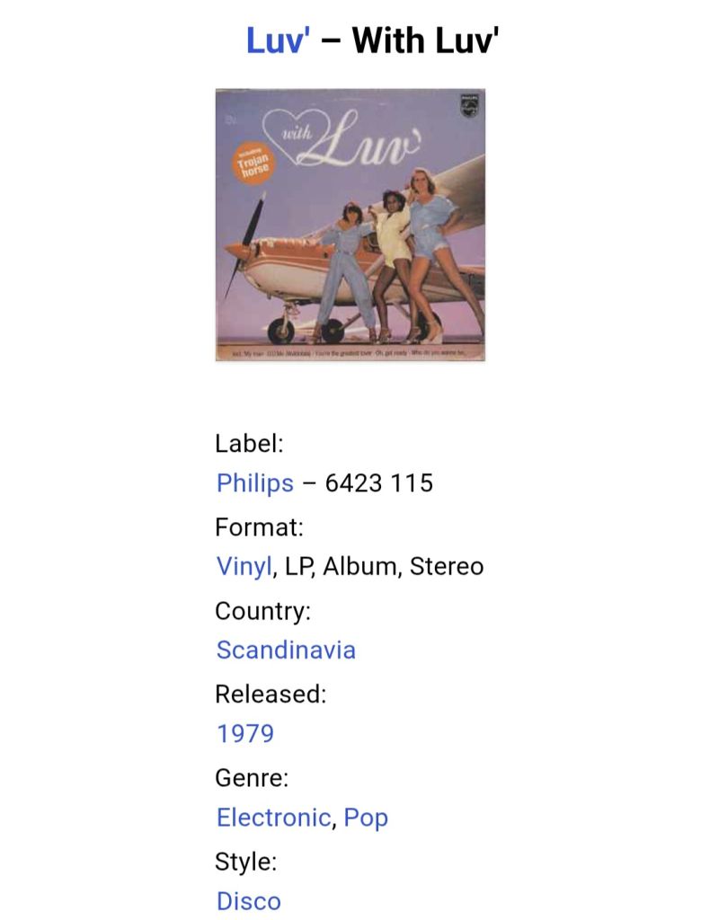 Luv' - With Luv' - 1978.  (LP). 12. Vinyl. Пластинка. Scandinavia. - фото фото фото 4