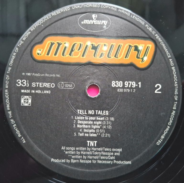 TNT - Tell No Tales - 1987.   (LP). 12. Vinyl. Пластинка. Holland. - фото фото фото 4