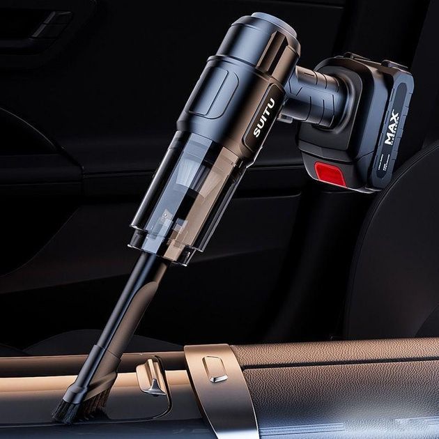 Портативний автомобільний пилосос YT-M2044 — 150 Вт, акумулятор, 4 насадки, чорний - фото фото фото 0
