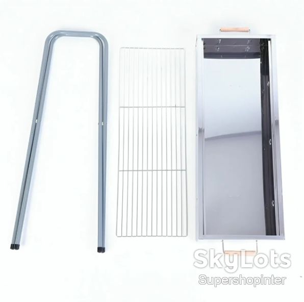 Раскладной мангал переносной 70х70х30см, BARBECUE TRAY 770T, Серебристый - фото фото фото 8