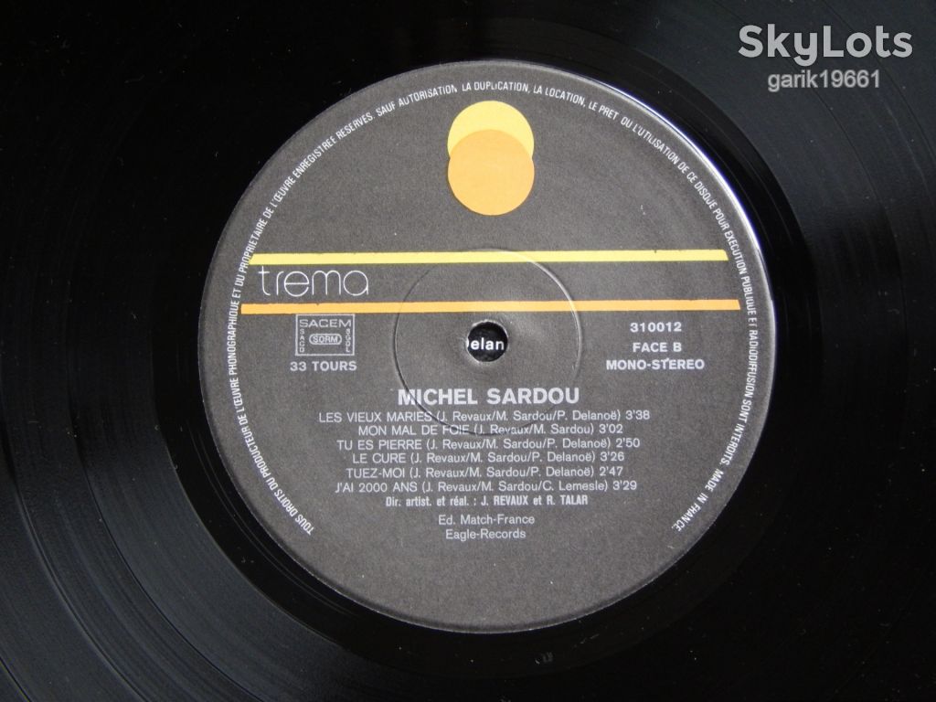 Michel Sardou – Volume 2  (Trema – 310 012, France) EX+/EX+ - фото фото фото 3