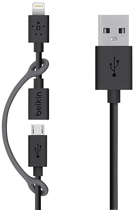 Интерфейсный кабель USB 2в1 0,9м BELKIN microUSB-iPhone - фото фото фото 0