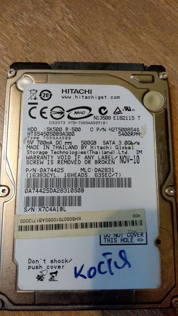 HDD  Жесткий  диск  Hitachi 500Gb нерабочий - фото фото фото 0